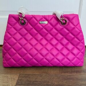 Kate Spade Quilted Leather Tote Hot Pink Fuchsia NWT